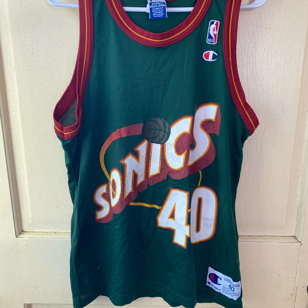 Champion Green and Red SuperSonics Game Jersey